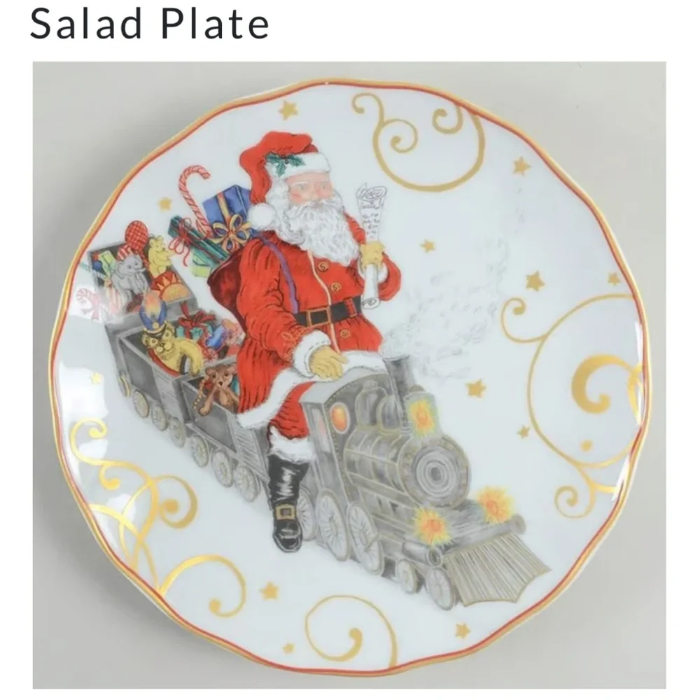 Twas the Night Before Christmas Santa On A Train Salad Plate 8.25”